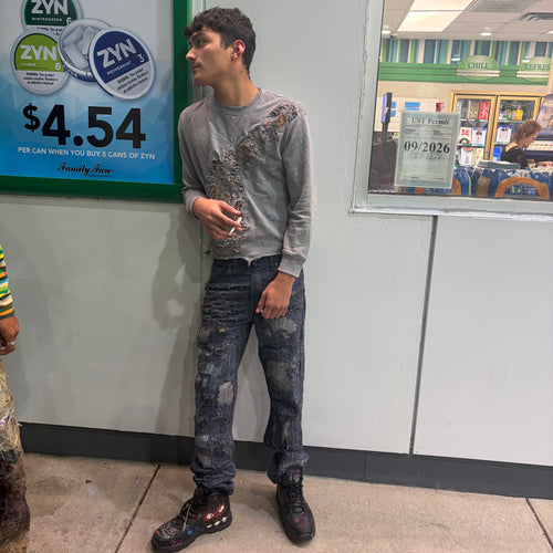 Boro snakeskin denim