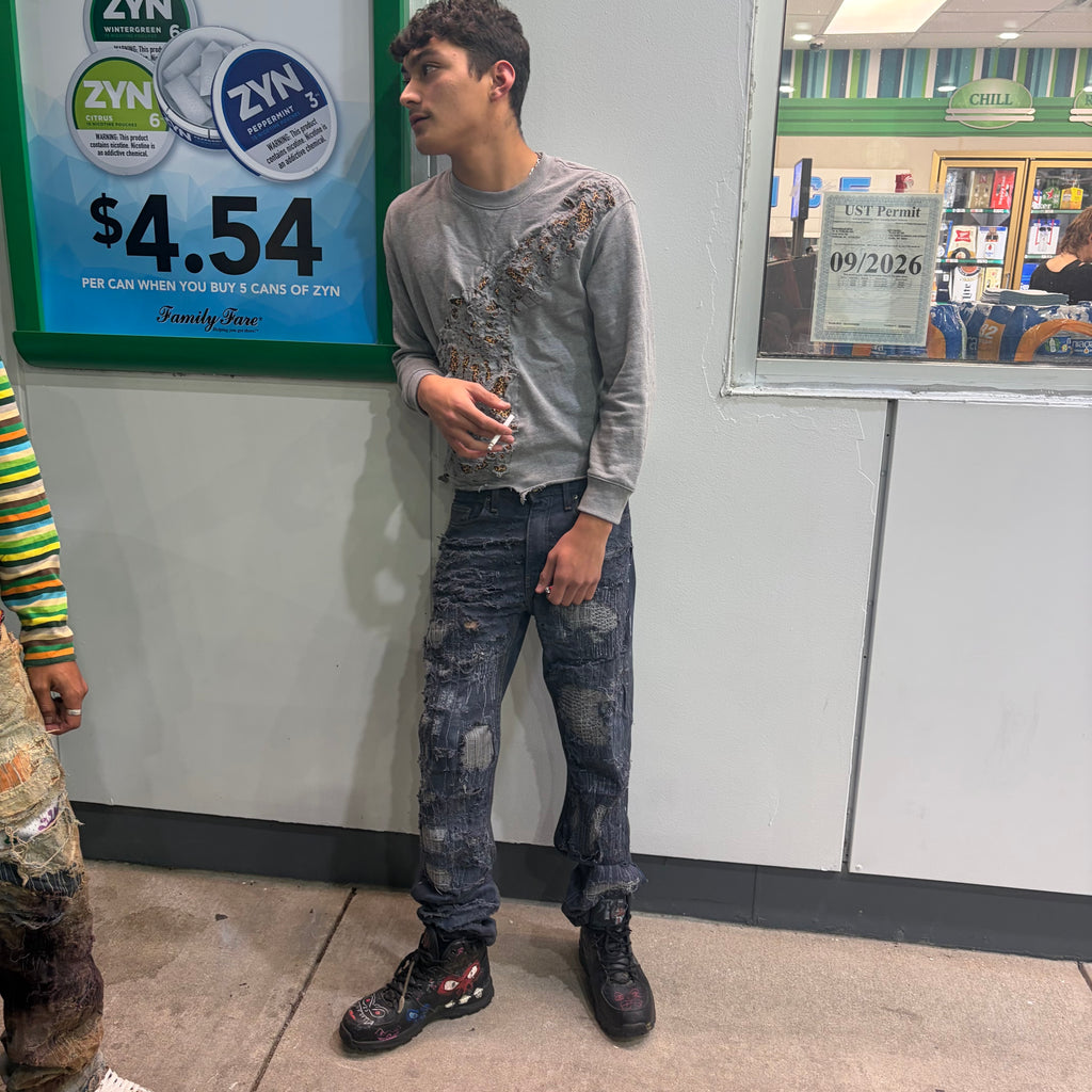 Boro snakeskin denim